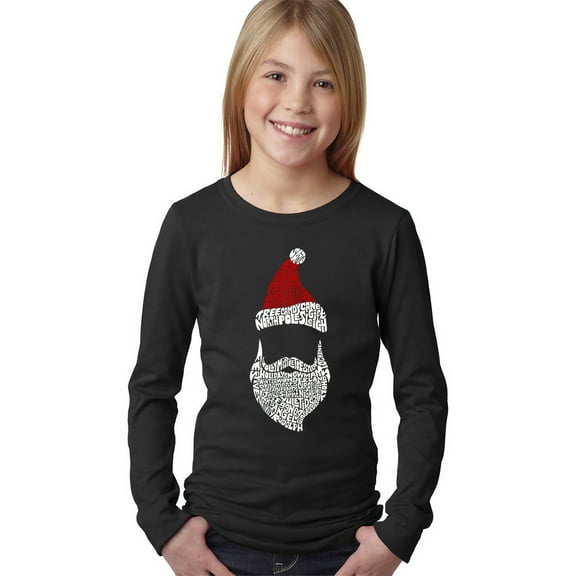 Girl's Word Art Long Sleeve - Santa Claus