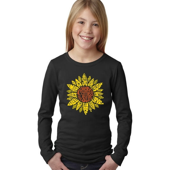 Girl's Word Art Long Sleeve - Sunflower