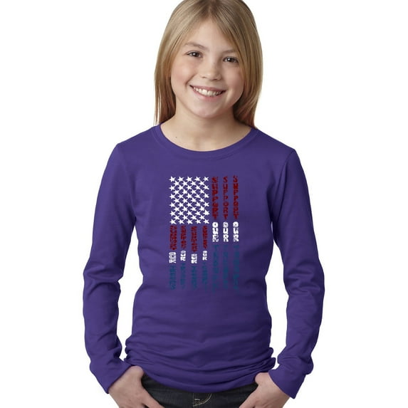 Girl's Word Art Long Sleeve - Support our Troops