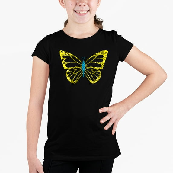 Girl's Word Art T-shirt - Butterfly