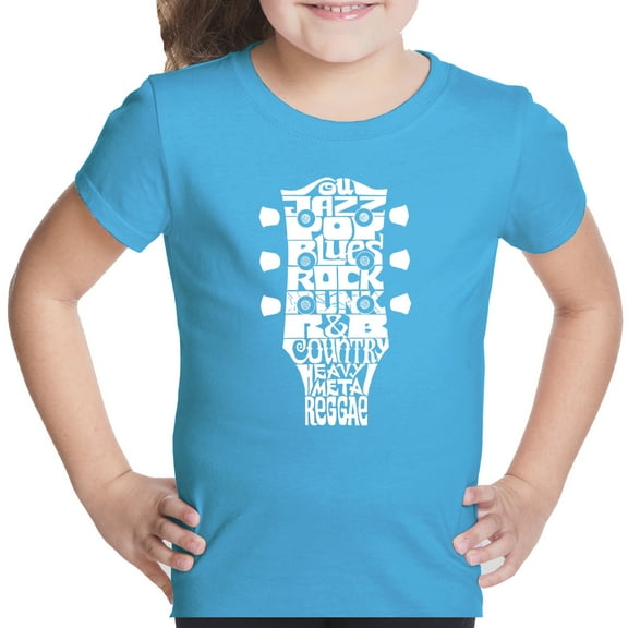 Girl's Word Art T-shirt - Guitar Head Music Genres