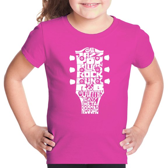 Girl's Word Art T-shirt - Guitar Head Music Genres
