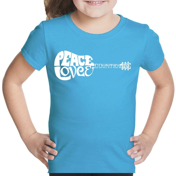 Girl's Word Art T-shirt - Peace Love Country