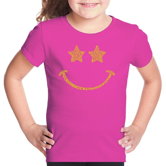 Girl's Word Art T-shirt - Rockstar Smiley