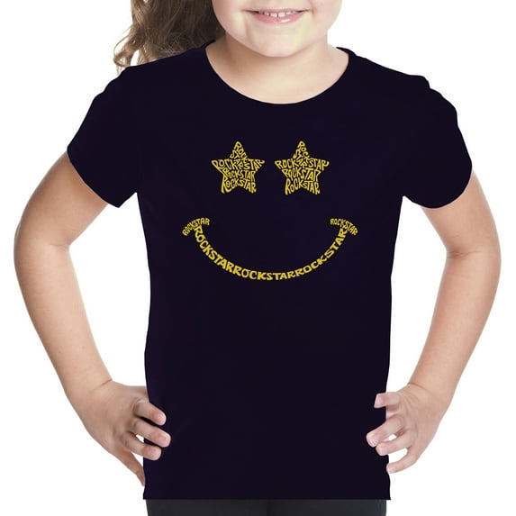 Girl's Word Art T-shirt - Rockstar Smiley