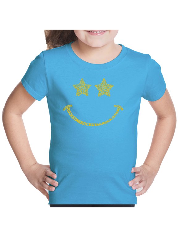 Girl's Word Art T-shirt - Rockstar Smiley