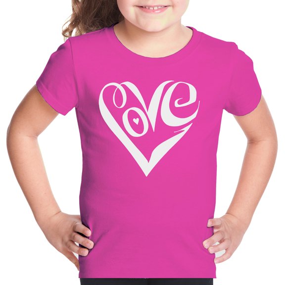 Girl's Word Art T-shirt - Script Love Heart