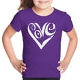 thumbnail image 1 of Girl's Word Art T-shirt - Script Love Heart, 1 of 2