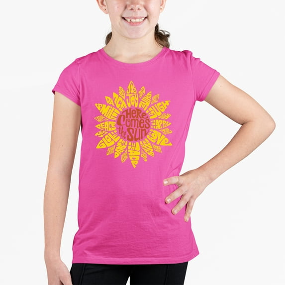 Girl's Word Art T-shirt - Sunflower