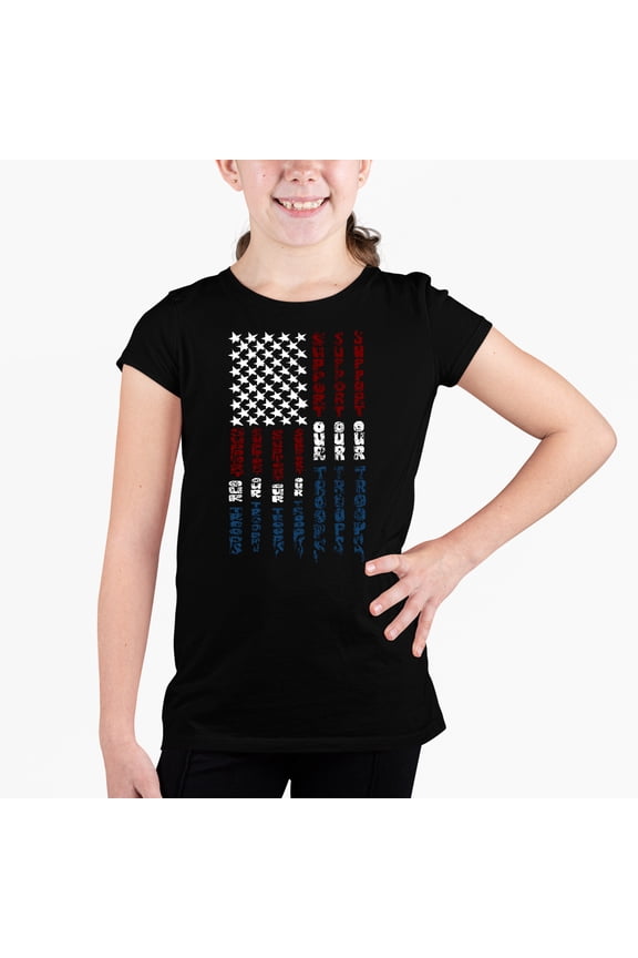 Girl's Word Art T-shirt - Support our Troops