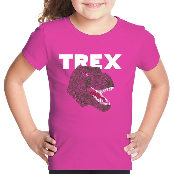 Girl's Word Art T-shirt - T-Rex Head