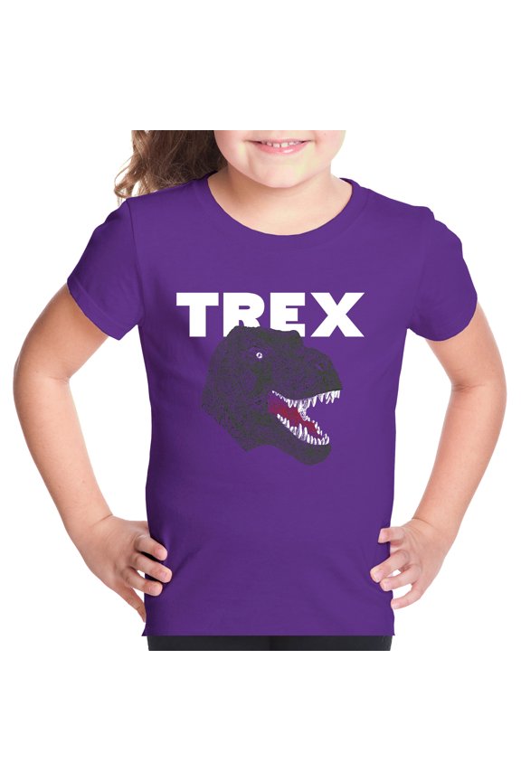 Girl's Word Art T-shirt - T-Rex Head