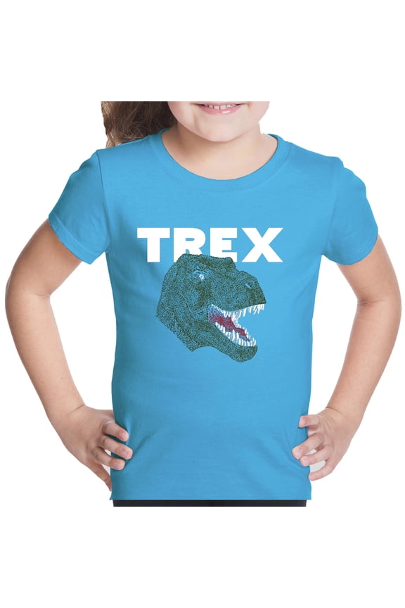 Girl's Word Art T-shirt - T-Rex Head