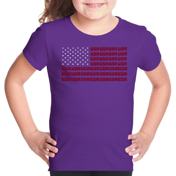 Girl's Word Art T-shirt - USA Flag