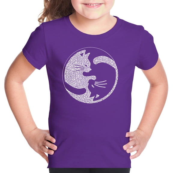 Girl's Word Art T-shirt - Yin Yang Cat