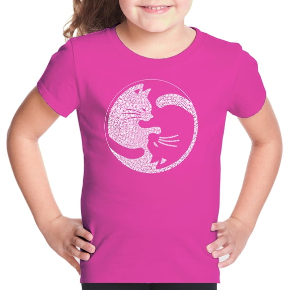 Girl's Word Art T-shirt - Yin Yang Cat