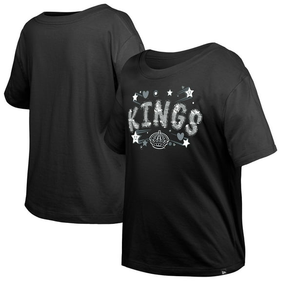 Girl's Youth New Era  Black Los Angeles Kings Flip Sequin T-Shirt