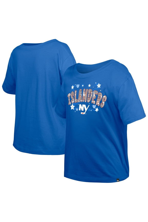 Girl's Youth New Era  Blue New York Islanders Flip Sequin T-Shirt