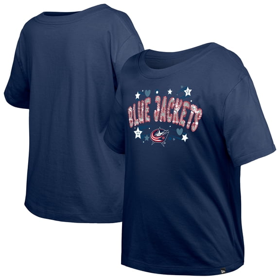 Girl's Youth New Era  Navy Columbus Blue Jackets Flip Sequin T-Shirt