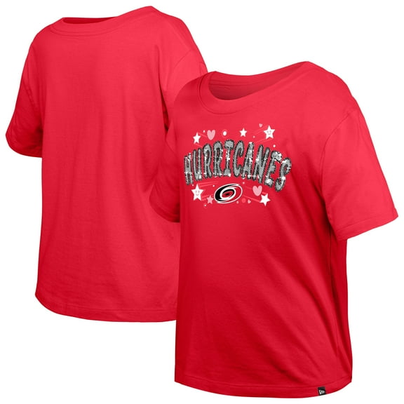 Girl's Youth New Era  Red Carolina Hurricanes Flip Sequin T-Shirt