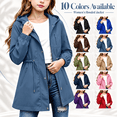thumbnail image 1 of Girl's Zip up Hooded Rain Jackets, Drawstring Waist Long Sleeve Windbreaker, Lightweight Waterproof Rain Coat with Zip Pockets, 4-5 Years, 1 of 9
