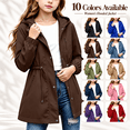 thumbnail image 1 of Girl's Zip up Hooded Rain Jackets, Drawstring Waist Long Sleeve Windbreaker, Lightweight Waterproof Rain Coat with Zip Pockets, 4-5 Years, 1 of 9