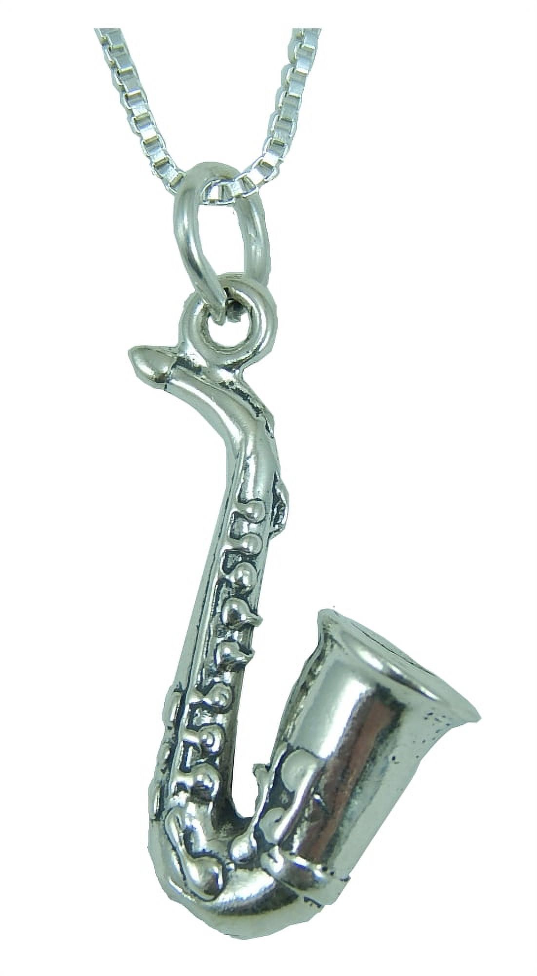 Girl's or Woman's Sterling Silver Saxophone Necklace