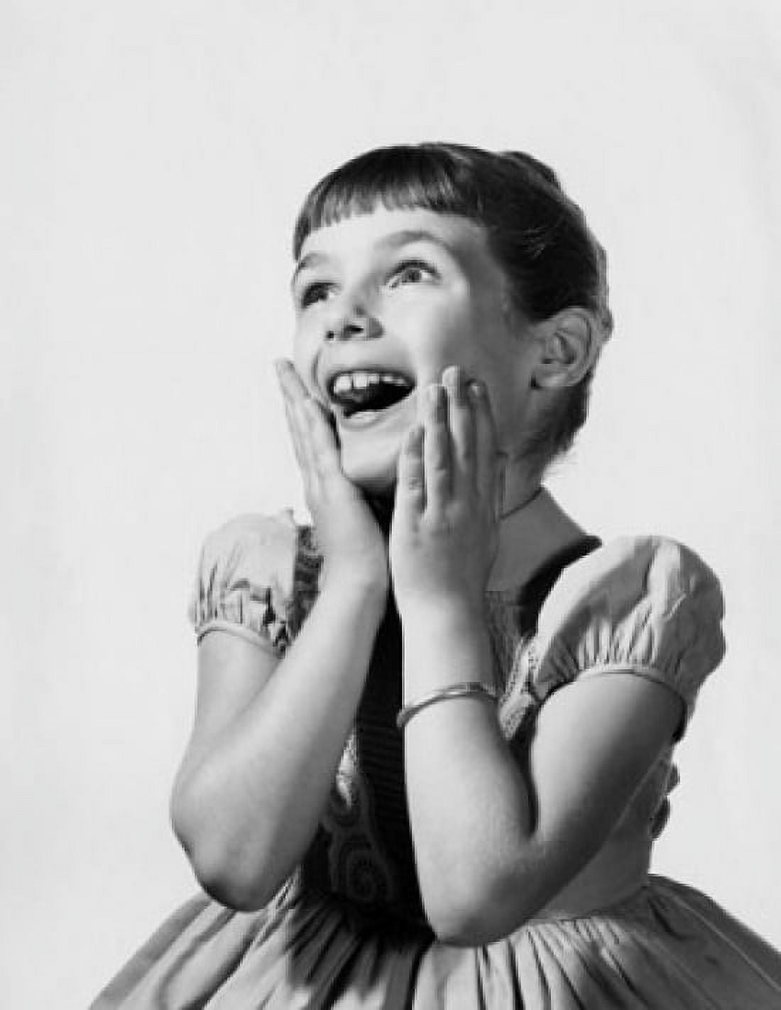 Girl smiling with her hands on her chin Canvas Art - (24 x 36)
