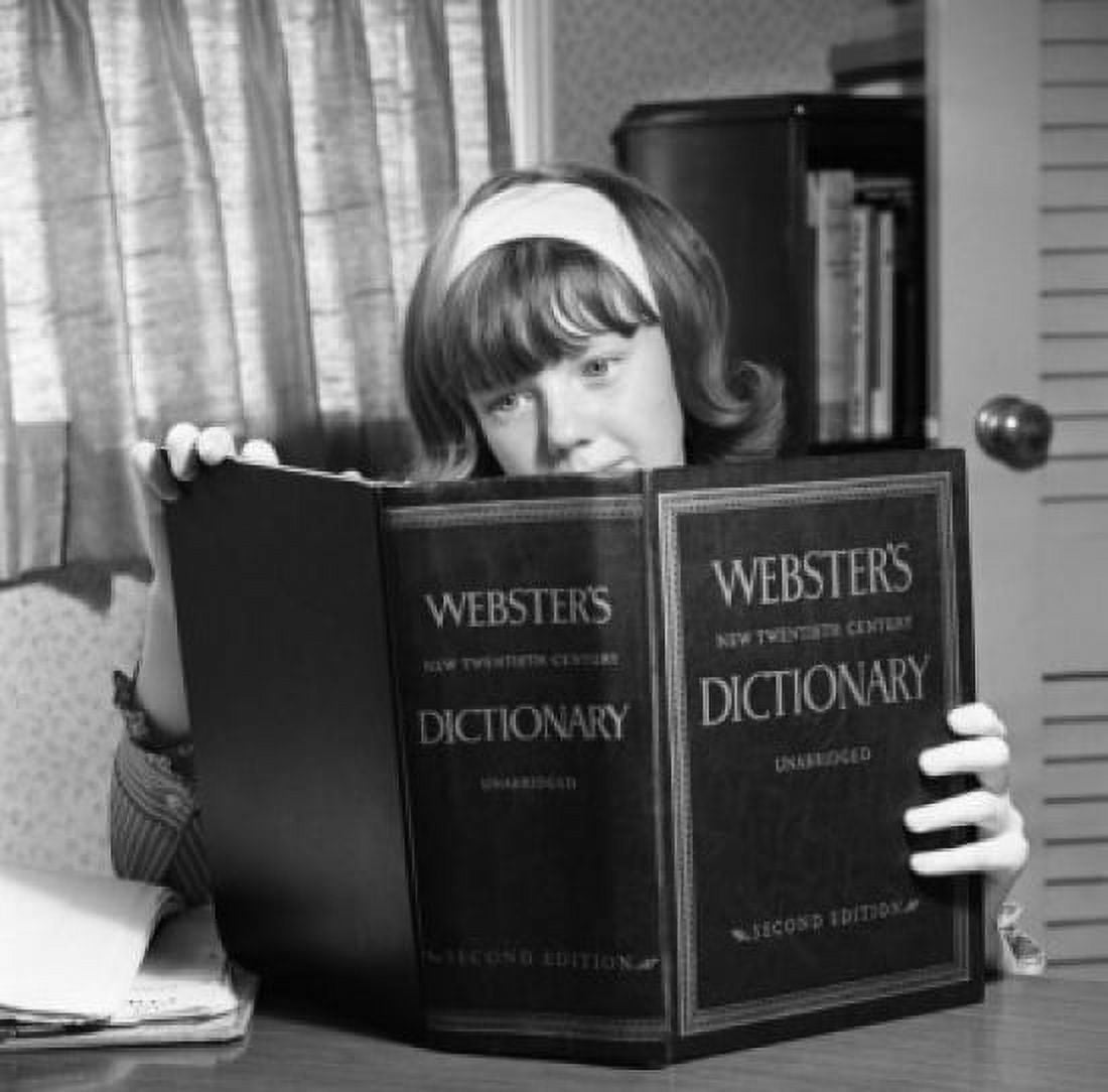 Girl studying Websters dictionary Canvas Art -  (18 x 24)