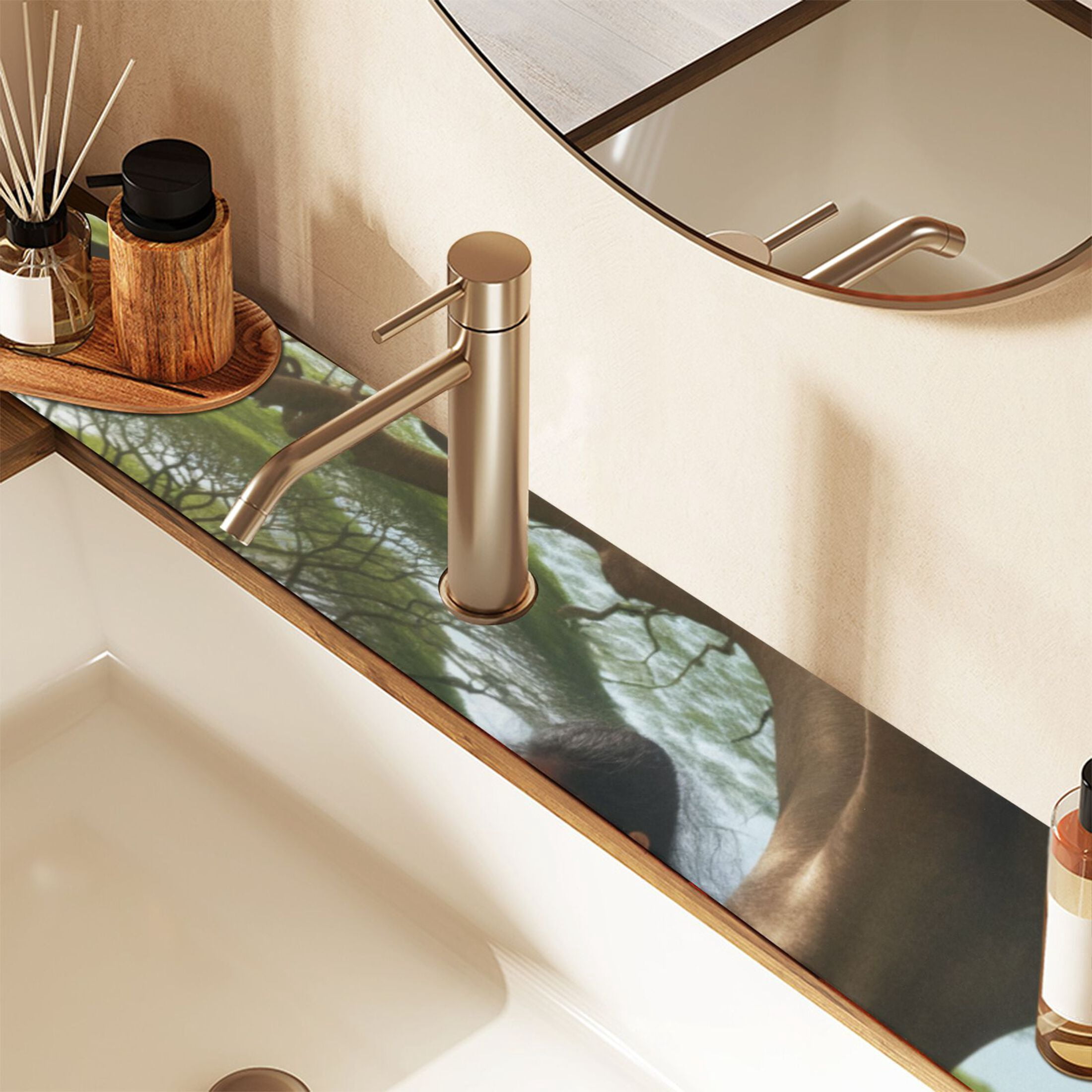 Girl under The Tree Sink Splash Guard Faucet 30x5.4in Drying Mat Drying Mat Absorbent Pad for Bathroom Kitchen 2PCS