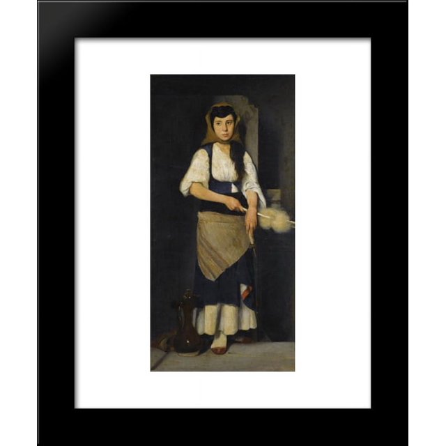 Girl with Distaff and Spindle 20x24 Framed Art Print by Polychronis