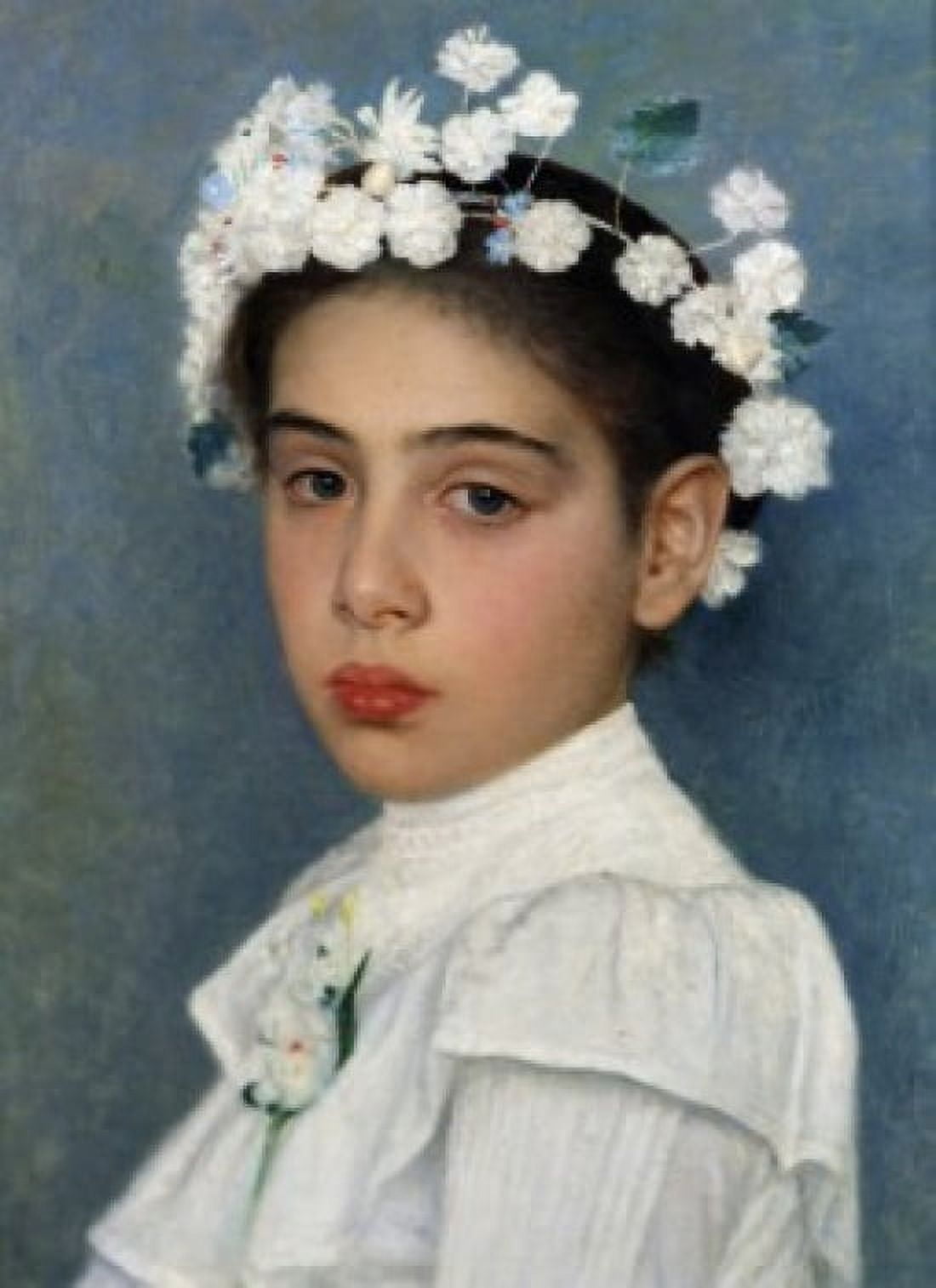 Girl with Flowers in her Hair Isidor Kaufmann (1853-1921 Hungarian) Canvas Art - Isidor Kaufmann (18 x 24)