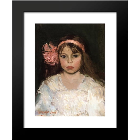 Girl with Pink Ribbon 20x24 Framed Art Print by George Luks
