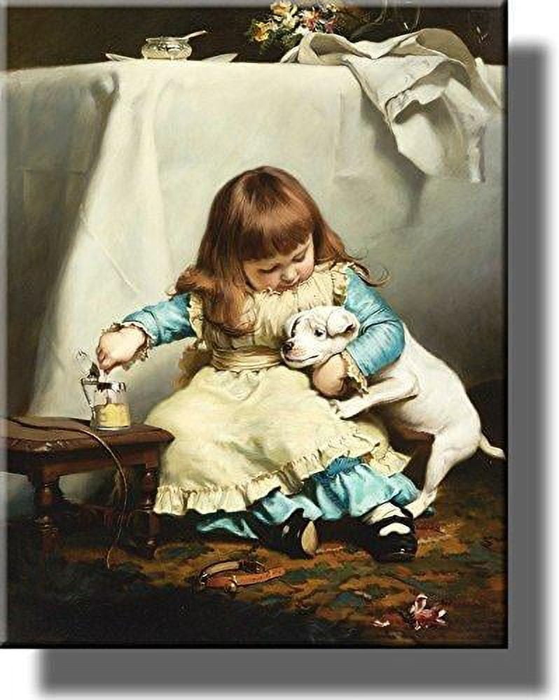 Girl with a Dog Picture on Stretched Canvas, Wall Art Décor, Ready to ...