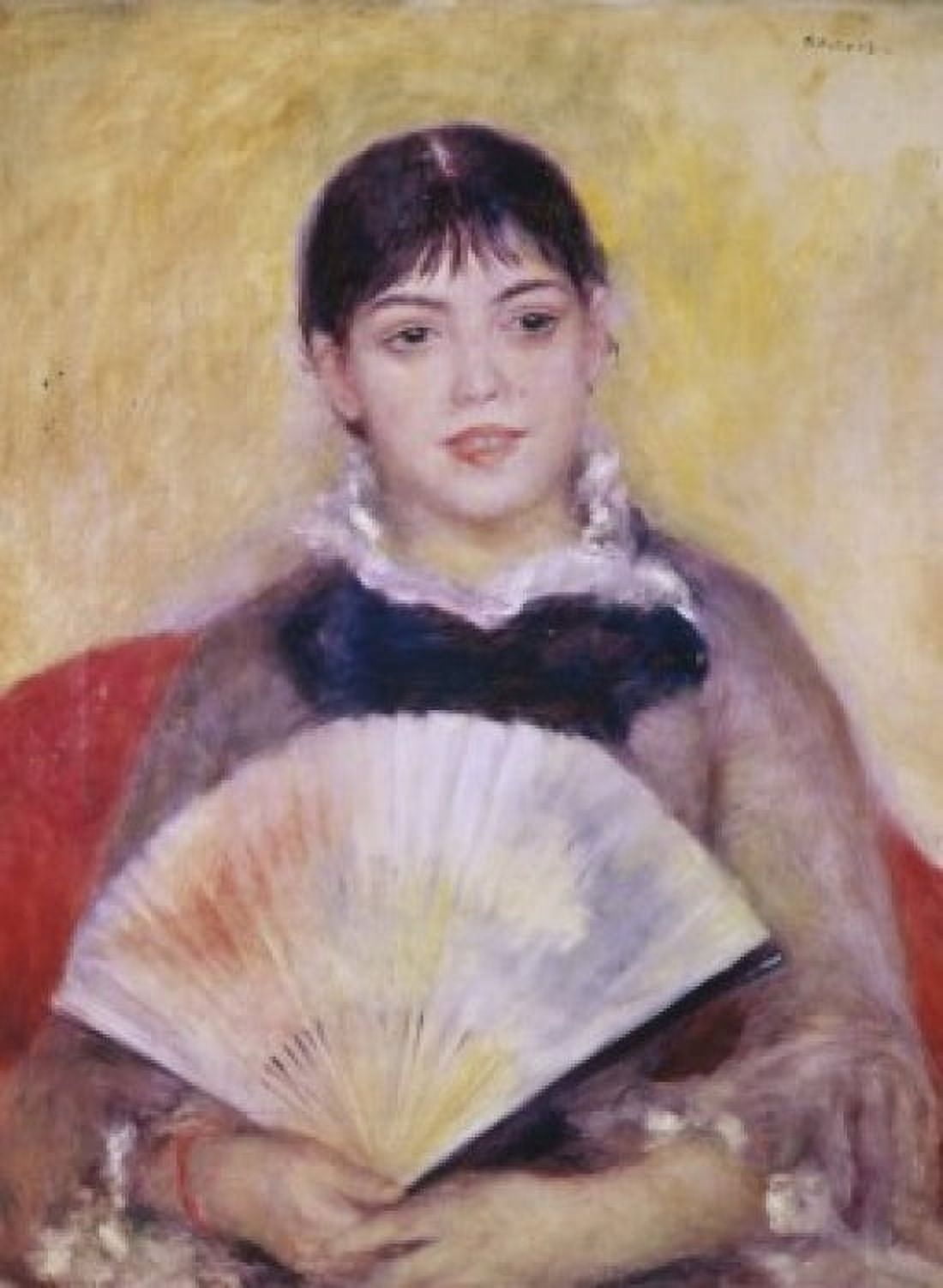 Girl with a Fan 1881 Pierre-Auguste Renoir (1841-1919French) Hermitage Museum St Petersburg Canvas Art - Pierre-Auguste Renoir (24 x 36)