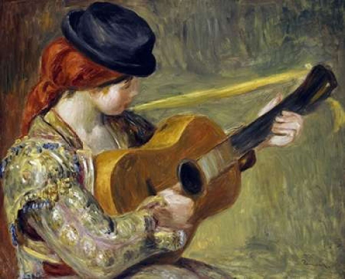 Girl with a Guitar 1897 Canvas Art - Pierre-Auguste Renoir (24 x 30)