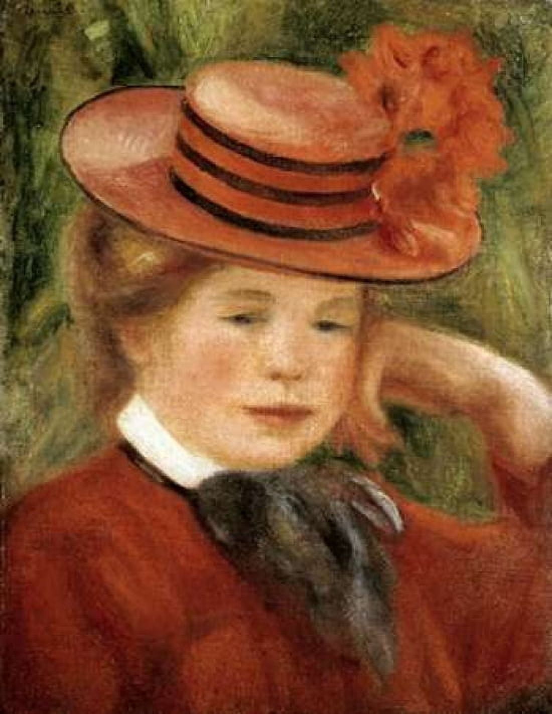 Girl with a Red Hat Canvas Art - Pierre-Auguste Renoir (22 x 28)