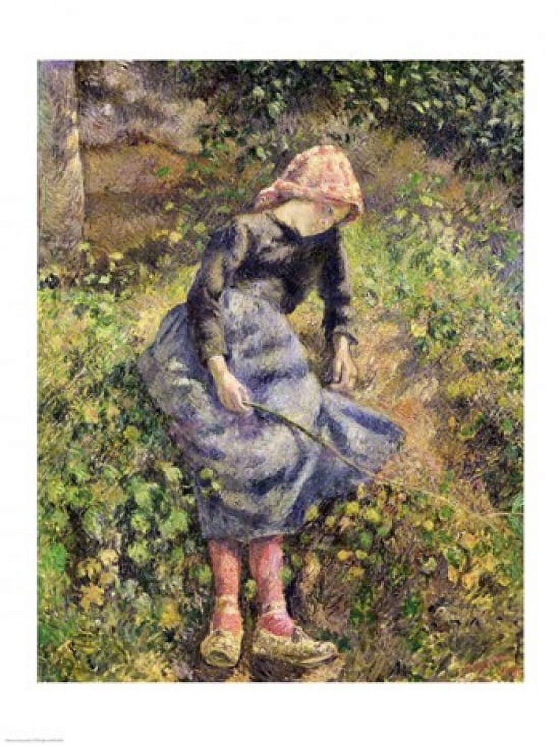 Girl with a Stick 1881 Canvas Art - Camille Pissarro (18 x 24)