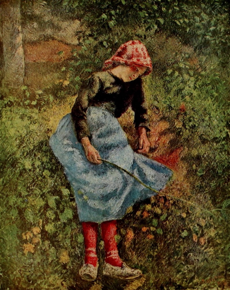 Girl with a wand Canvas Art - Camille Pissarro (24 x 36)