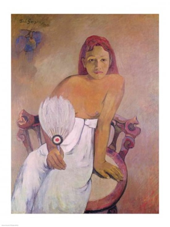 Girl with fan 1902 Canvas Art - Paul Gauguin (18 x 24)