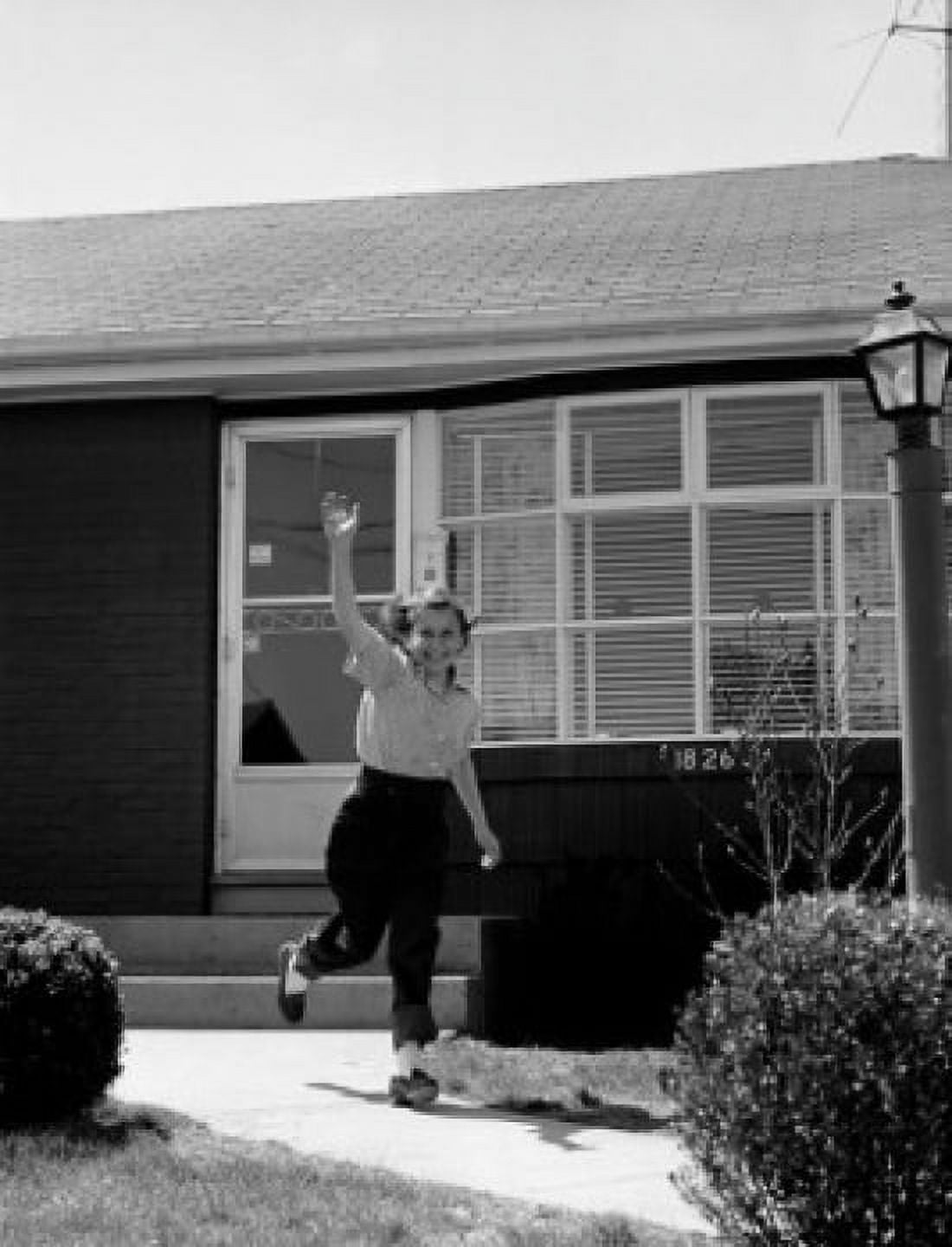 Girl with smile running and waving Canvas Art - (24 x 36)