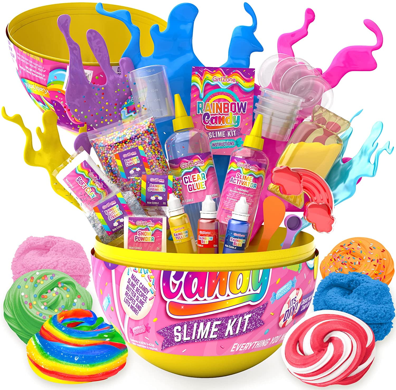 GirlZone Rainbow Candy DIY Slime Kit, Everything in One Egg to Make Rainbow  Slime, Fluffy Cloud Slime, Clear Butter Slime and More, Great Gift Idea