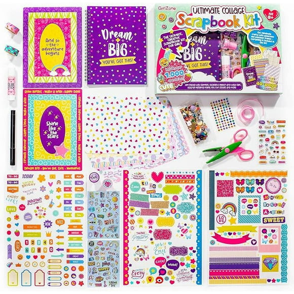 GirlZone Ultimate Collage Scrapbook Kit multi-color Paper