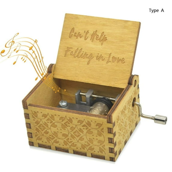 Girlfriend Birthday Presents Can't Help Falling in Love Valentines Day Gift Vintage Hand-Cranked Music Box Engraving TYPE A