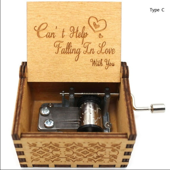 Girlfriend Birthday Presents Can't Help Falling in Love Valentines Day Gift Vintage Hand-Cranked Music Box Engraving TYPE C