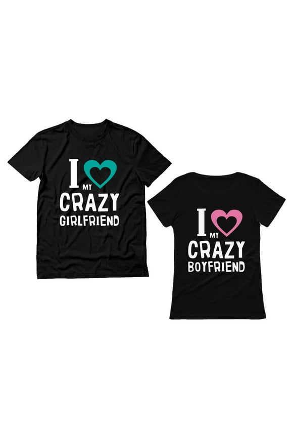 Girlfriend & Boyfriend Valentine's Day Gift Funny Matching Couples T-shirts Woman Black Large / Man Black Large