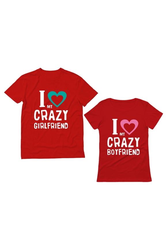 Girlfriend & Boyfriend Valentine's Day Gift Funny Matching Couples T-shirts Woman Red Large / Man Red Large