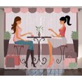thumbnail image 1 of Ambesonne Girlfriend Curtains 2 Panel Set, Women Having Coffee, 108" x 90", Multicolor, 1 of 3