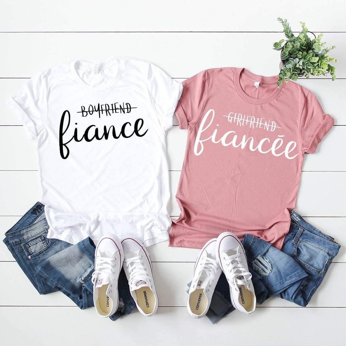 Girlfriend Fiancee Shirt, Boyfriend Fiance Shirt, Matching Fiance Shirt ...