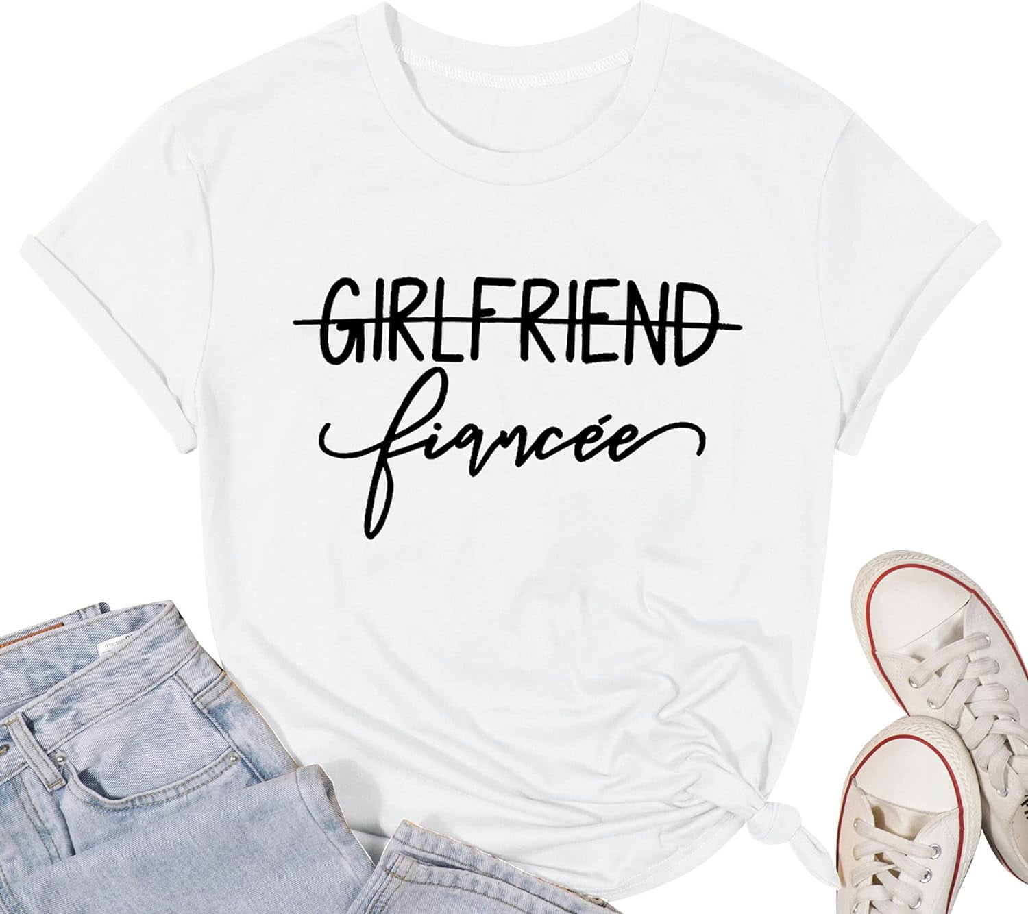 Girlfriend Fiancee Shirt Women Cute Engagement T-Shirt from Miss to Mrs ...
